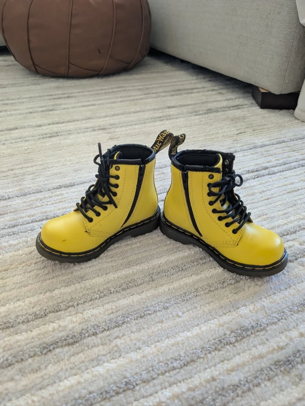 Yellow Lace-Up Combat Boots Size 8
